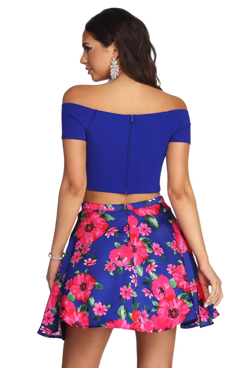 Liz Formal Floral Two Piece Dress