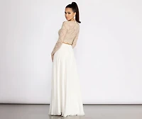 Baylee Scallop Glitter Lace Two Piece Chiffon Dress