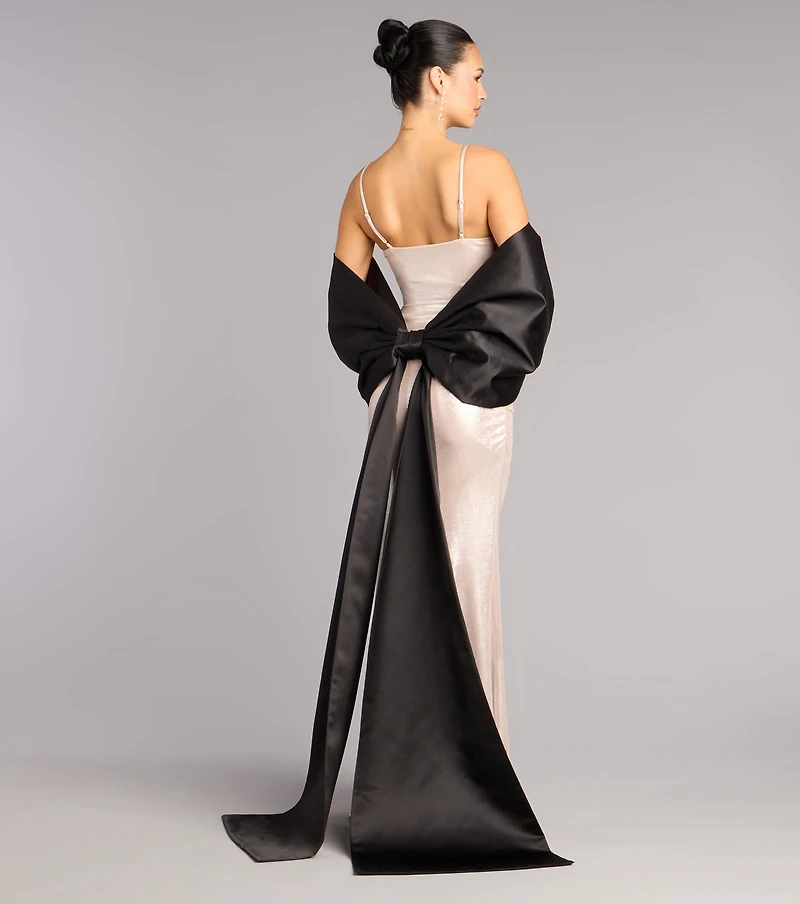 Bow Steals the Show Satin Wrap Shawl