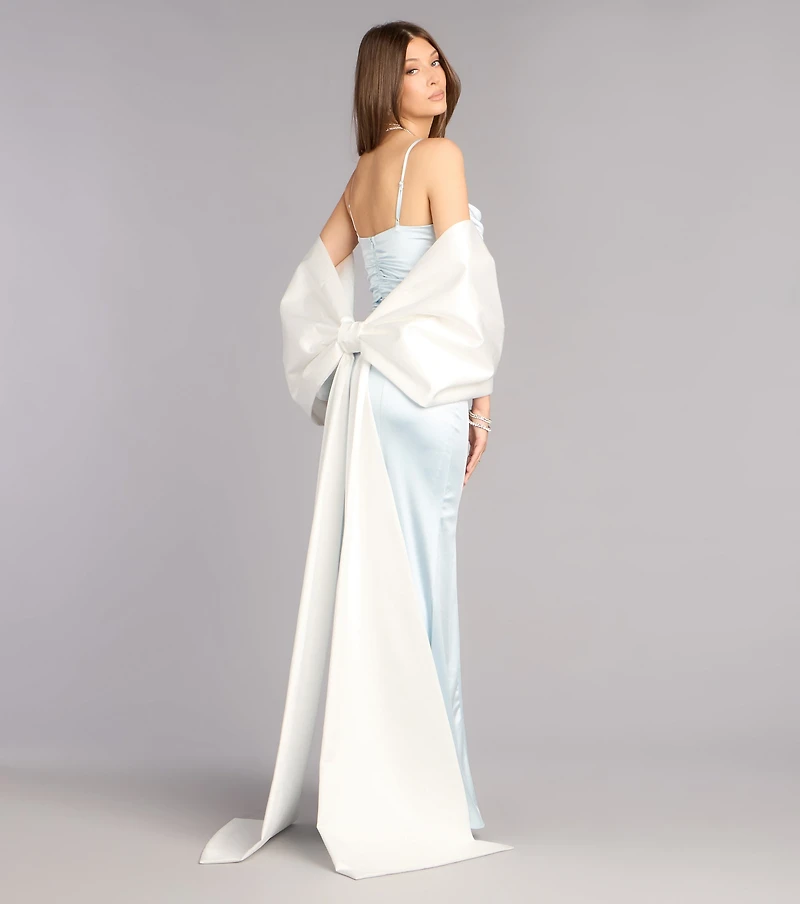 Bow Steals the Show Satin Wrap Shawl