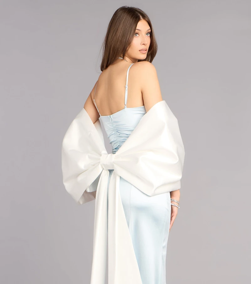 Bow Steals the Show Satin Wrap Shawl
