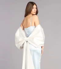 Bow Steals the Show Satin Wrap Shawl