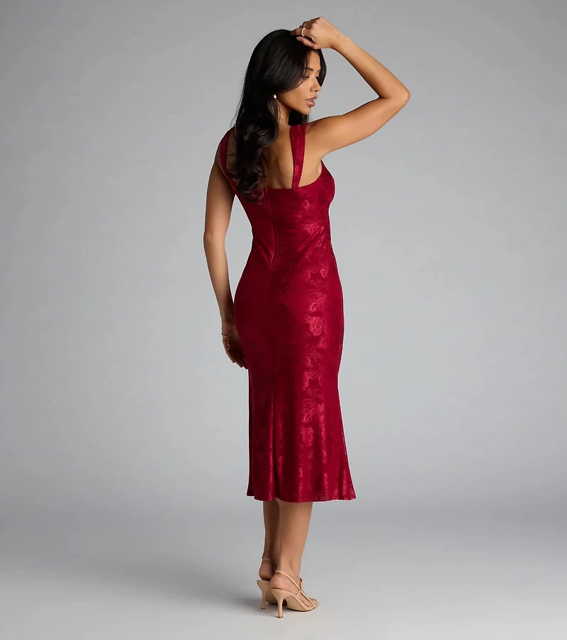 Laced Drama Floral Midi Dress