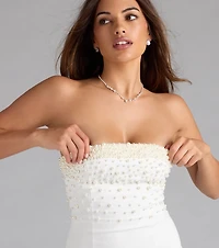 Chic Glamour Pearl Trim Mini Dress