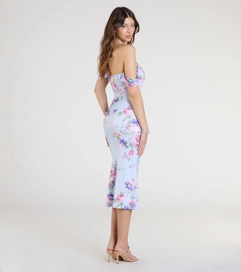 Special Something Off-The-Shoulder Floral Midi Dress