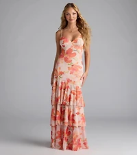 Blissful Aura Floral Ruffle Maxi Dress
