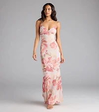 Romantic Flair Floral Lace-Up Maxi Dress