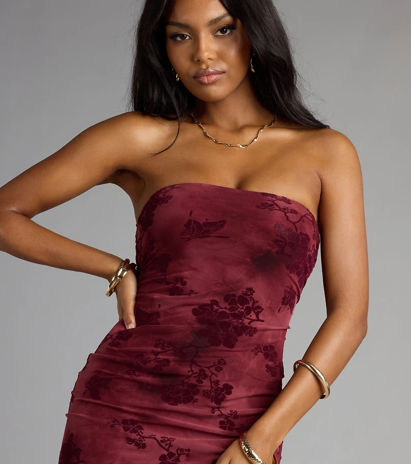 Crushing On Velvet Flocked Floral Midi Dress