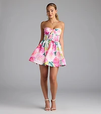 Picking Flowers Bustier Short Skater Dress