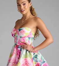 Picking Flowers Bustier Short Skater Dress