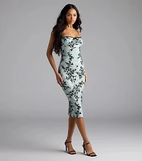 Match Made Floral Bodycon Midi Dress