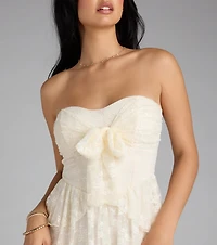 Love Stories Tie Front Ruffle Lace Skater Dress