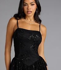 Midnight Magic Sequin Lace Mini Dress