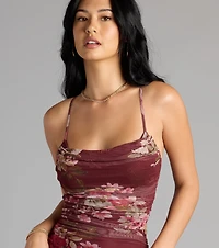 Sweet Spice Floral Mesh Midi Dress