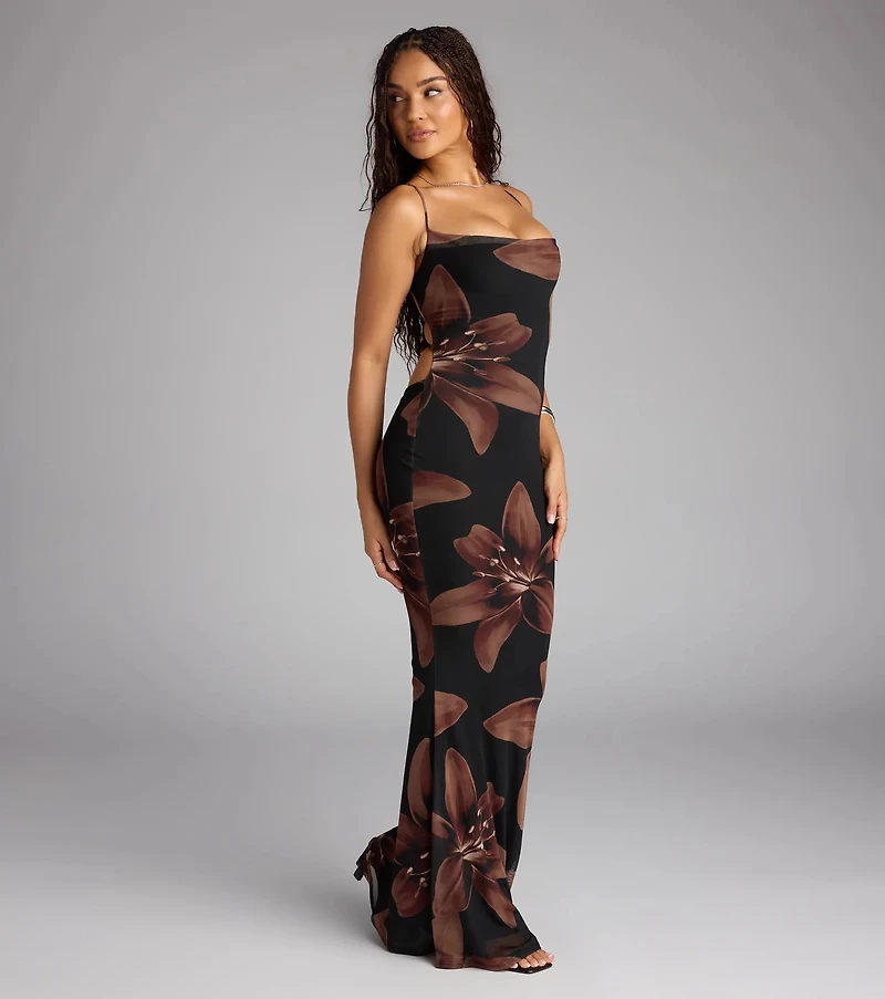 Bloom With Grace Lace-Up Maxi Dress