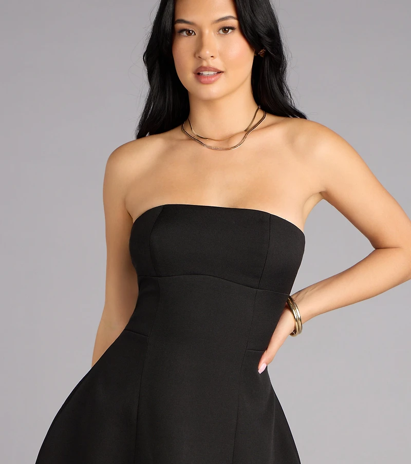 Cute Moment Strapless A-Line Crepe Mini Dress