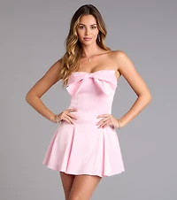 Pretty Bow Strapless A-Line Mini Dress