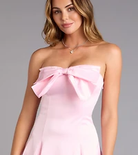 Pretty Bow Strapless A-Line Mini Dress