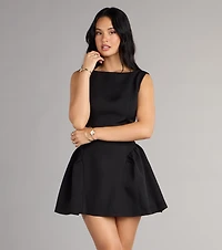 Chic Sensation Low Back Crepe Skater Dress