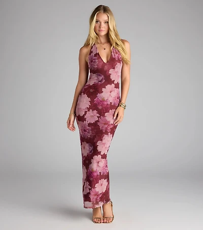 Meet Me Floral Mesh Maxi Dress