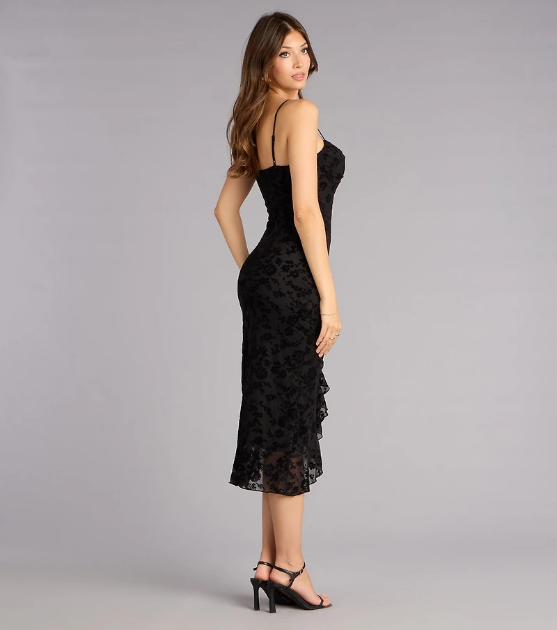 Sweetheart Chic Ruffle Midi Dress