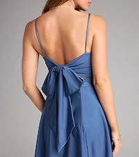 Wrapped A Bow Tie-Back Skater Dress