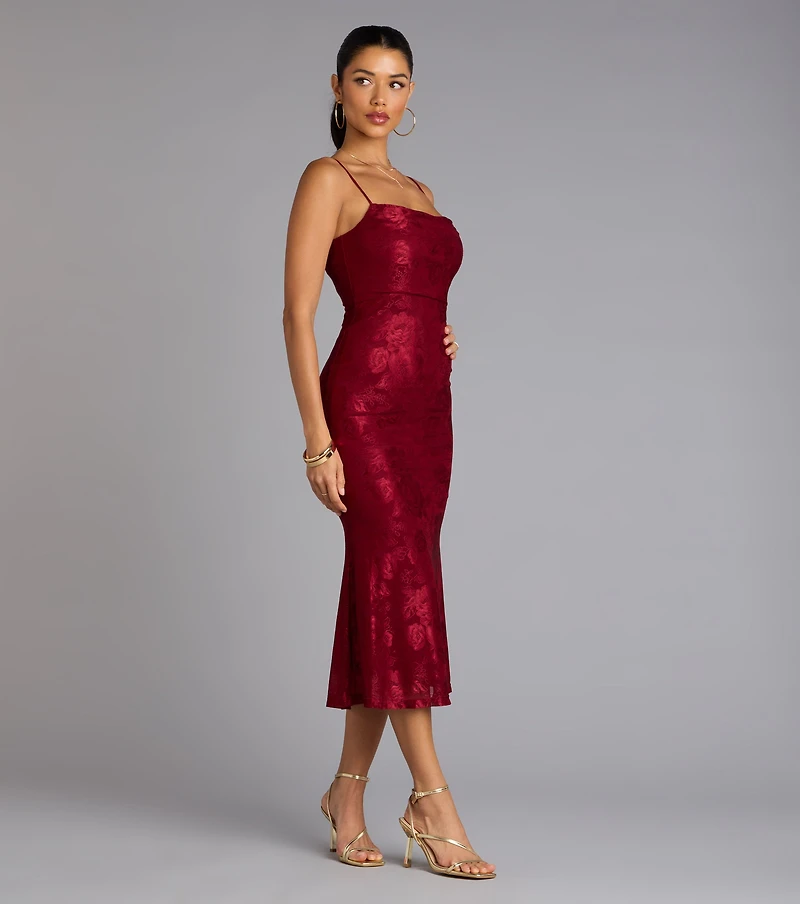 Chic Masterpiece Low Back Lace Midi Dress