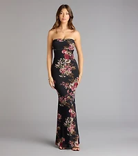 Midnight Romance Floral Mesh Maxi Dress
