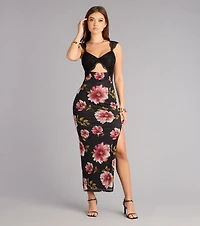 Love Language Floral Lace Slit Maxi Dress