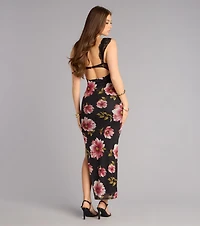Love Language Floral Lace Slit Maxi Dress