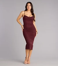 Crushworthy Mesh Ruched Midi Dress