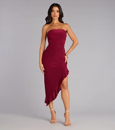 Caught Your Eye Strapless Midi Dress