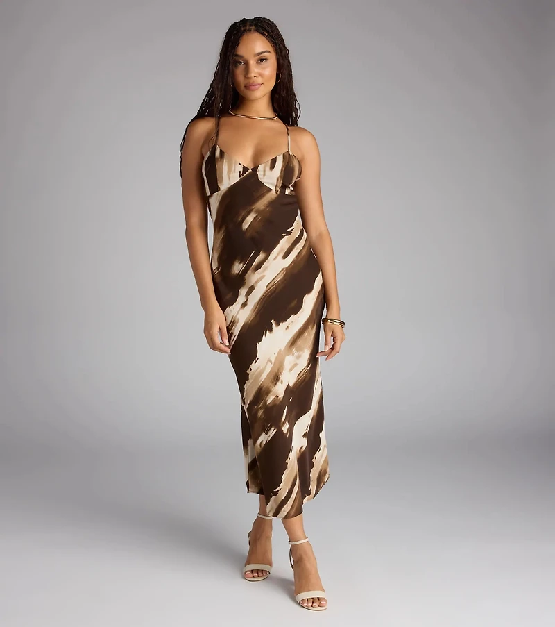 Paint The Night Abstract Open Back Midi Dress