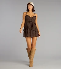 Sweet Looks V-Neck Lace Babydoll Dress