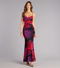 Late Bloom Energy Floral Mesh Maxi Dress