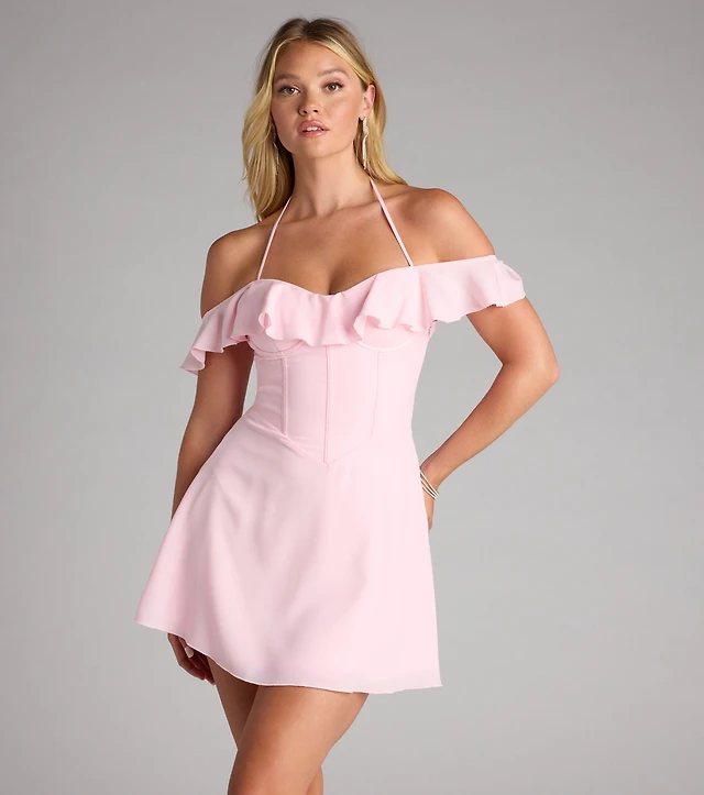 Windsor Sweetheart Ruffle Lace Up Skater Dress at Hamilton Place in  Chattanooga, TN