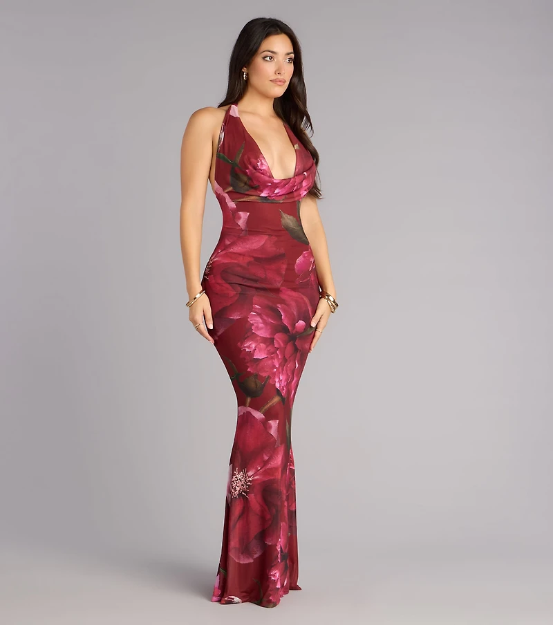 All Eyes On Me Floral Open Back Maxi Dress