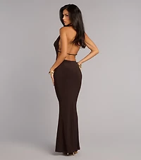 Undeniable Allure Plunging Cowl Neck Maxi Dress