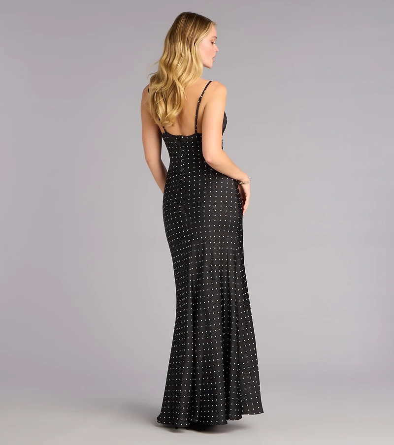 Effortless Allure Satin Polka Dot Maxi Dress
