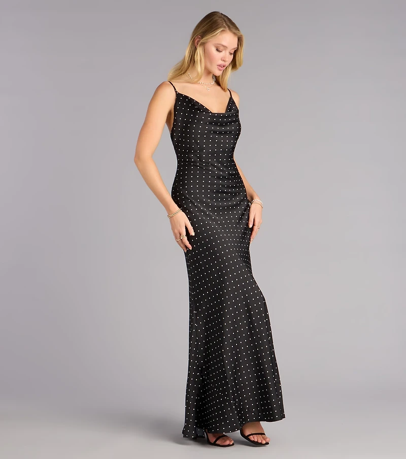 Effortless Allure Satin Polka Dot Maxi Dress