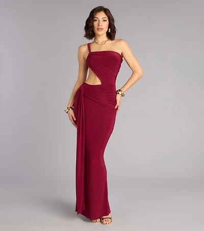 Bold Curve One-Shoulder Maxi Dress