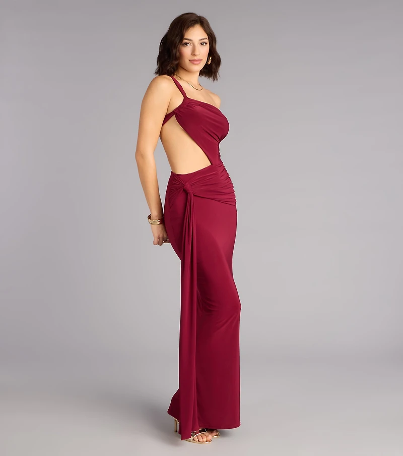 Bold Curve One-Shoulder Maxi Dress