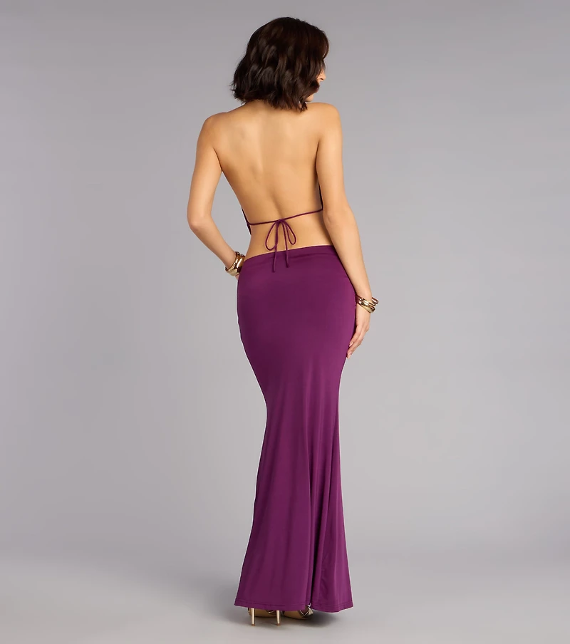 Moonlit Muse Cutout Halter Maxi Dress