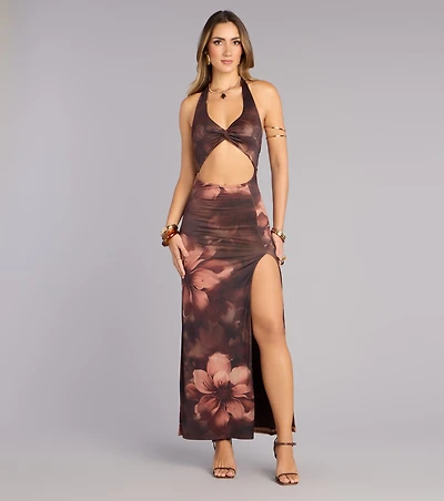 Unforgettable Floral Cutout Maxi Dress