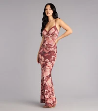 Rosé Nights Floral Halter Maxi Dress