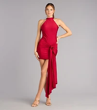 Red Carpet Rules Front Sash Mini Dress