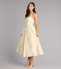 Petals And Plans Halter Lace-Up Midi Dress