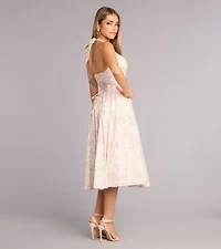 Petals And Plans Halter Lace-Up Midi Dress