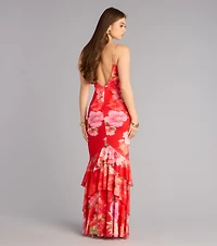 All Eyes On You Floral Ruffle Maxi Dress