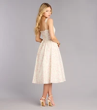 Garden Party Plans Floral Lace-Up Midi Dress